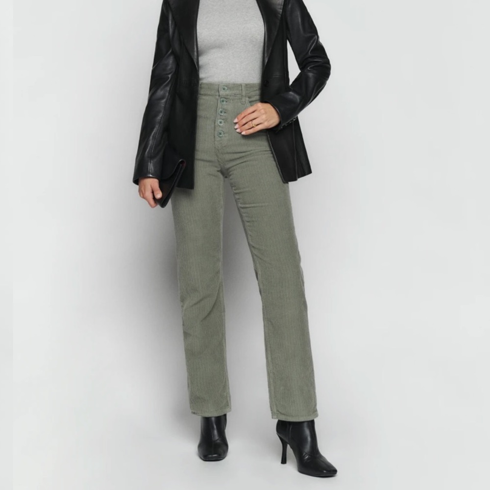 Reformation Cynthia Button Fly High Rise Straight Corduroy Pants
